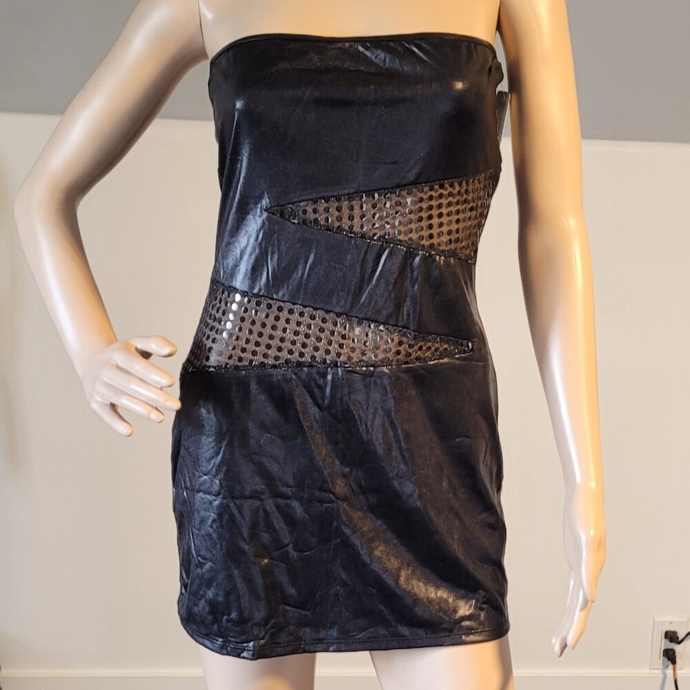 Sexy Women Black Stretch Strapless Mini Club Party Cocktail Dress Small LB1028